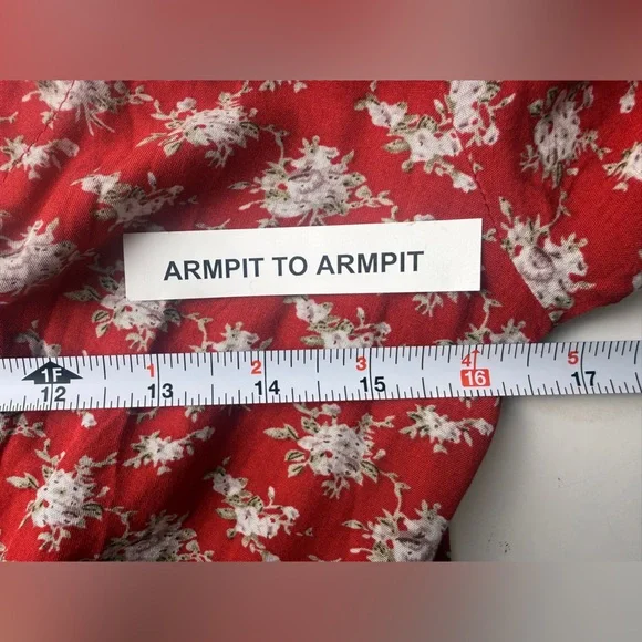 Natural Life Boho Red Ditsy Flower Sophia Wrap Maxi Dress Hippie Medium Prairie - Picture 12 of 13